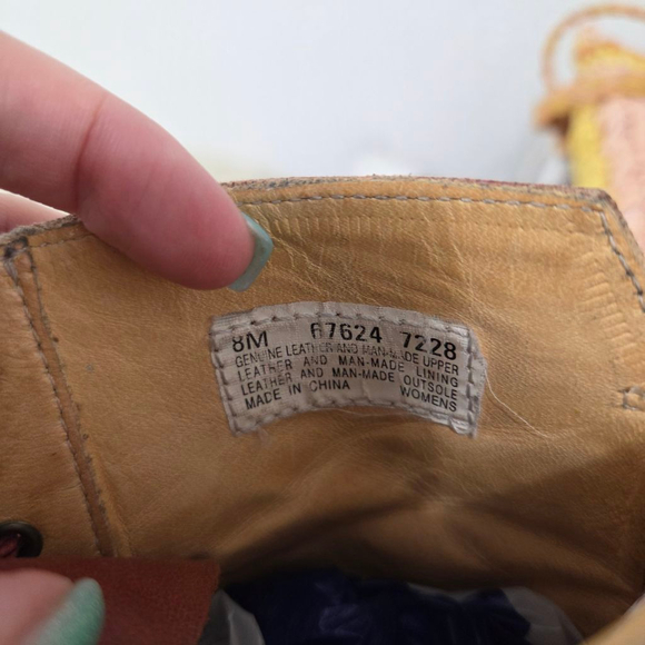 Timberland Boot Company retro red canvas lace-up combat boots patchwork womens 8 - Picture 10 of 10